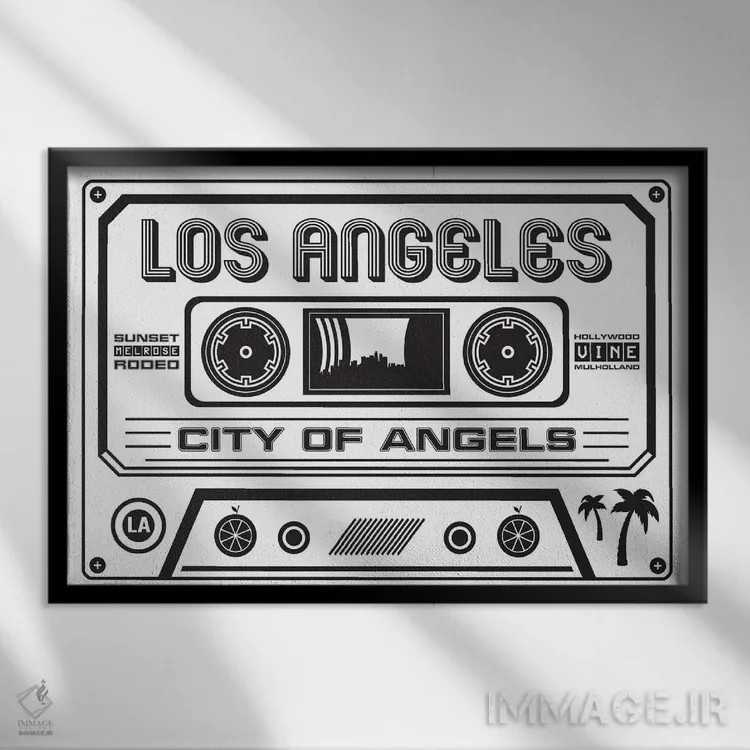 تابلو کاست لسآنجلس اثر پرینتهای بنتون پارک (استودیو/گالری هنری) - نمای قابدار مشکی