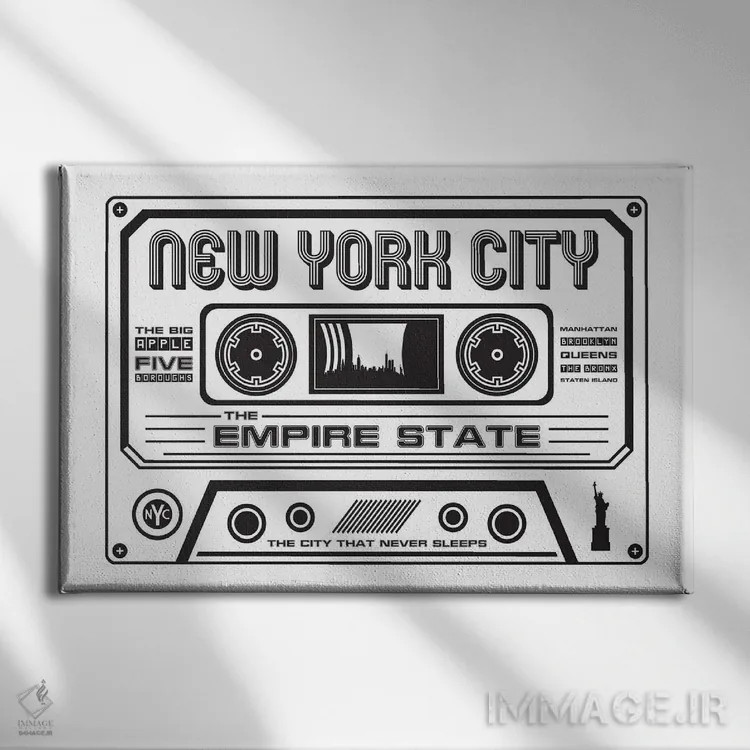 تابلو کاست شهر نیویورک اثر پرینتهای بنتون پارک (استودیو/گالری هنری) - نمای روبهرو روی دیوار