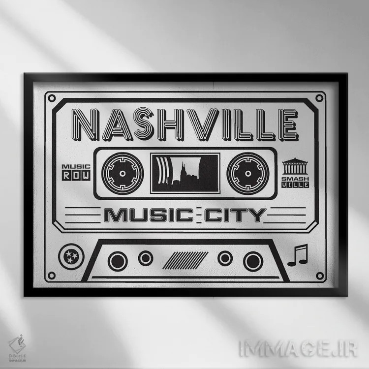 تابلو کاست نشویل اثر پرینتهای بنتون پارک (استودیو/گالری هنری) - نمای قابدار مشکی