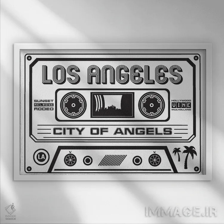 تابلو کاست لسآنجلس اثر پرینتهای بنتون پارک (استودیو/گالری هنری) - نمای قابدار سفید