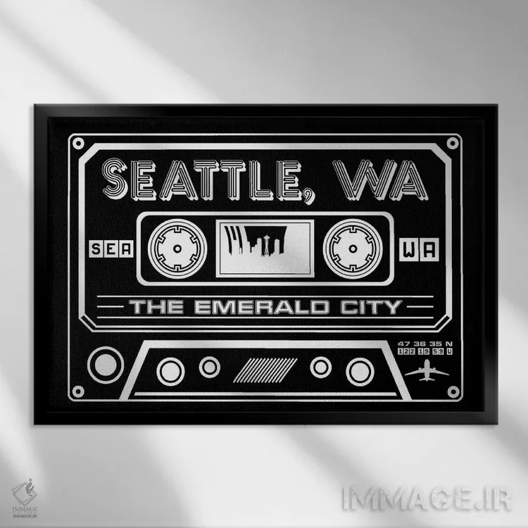 تابلو کاست سیاتل اثر پرینتهای بنتون پارک (استودیو/گالری هنری) - نمای قابدار مشکی