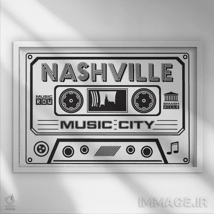 تابلو کاست نشویل اثر پرینتهای بنتون پارک (استودیو/گالری هنری) - نمای قابدار سفید