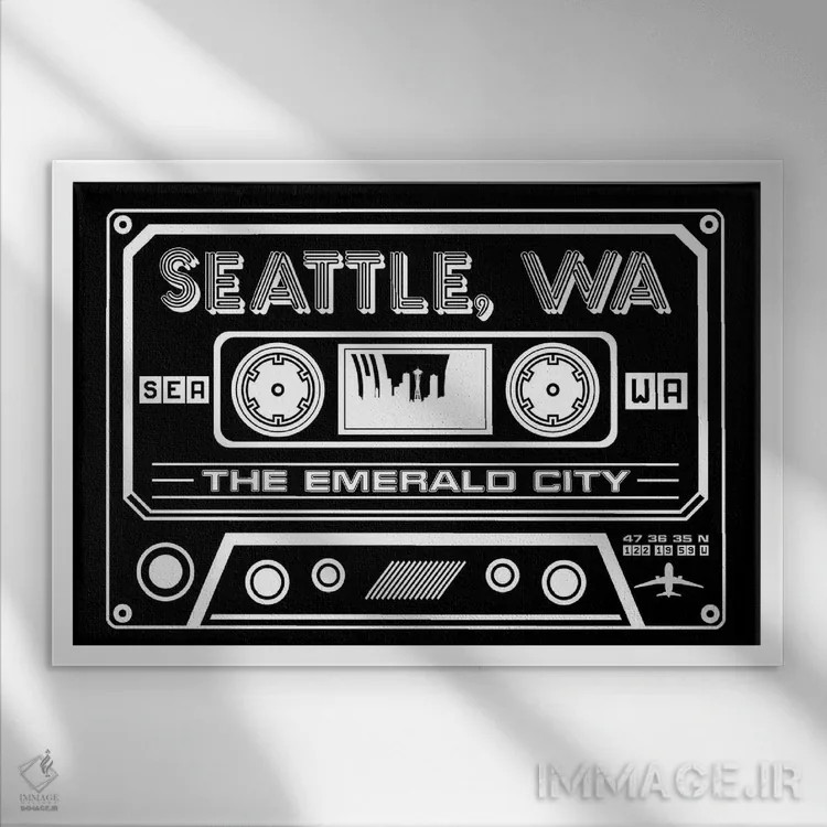 تابلو کاست سیاتل اثر پرینتهای بنتون پارک (استودیو/گالری هنری) - نمای قابدار سفید