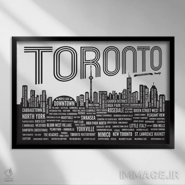 تابلو محلههای تورنتو اثر پرینتهای بنتون پارک (استودیو/گالری هنری) - نمای قابدار مشکی