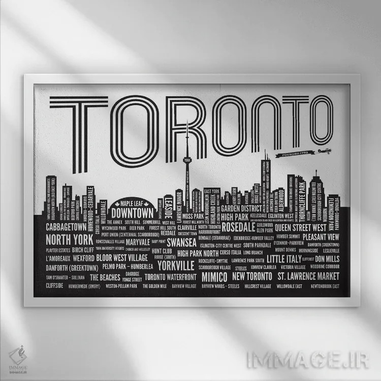 تابلو محلههای تورنتو اثر پرینتهای بنتون پارک (استودیو/گالری هنری) - نمای قابدار سفید