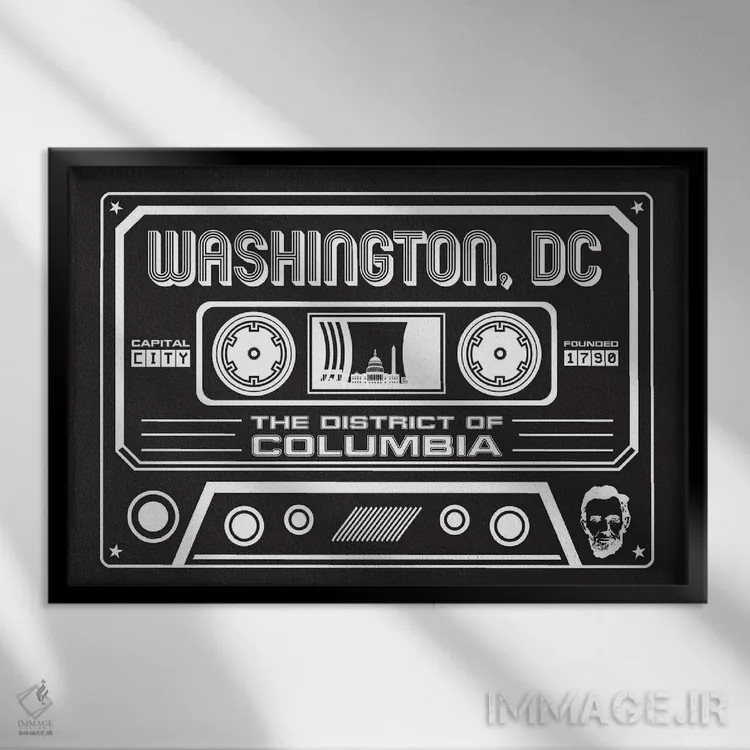 تابلو کاست واشنگتن دیسی اثر پرینتهای بنتون پارک (استودیو/گالری هنری) - نمای قابدار مشکی
