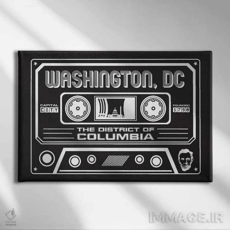تابلو کاست واشنگتن دیسی اثر پرینتهای بنتون پارک (استودیو/گالری هنری) - نمای روبهرو روی دیوار