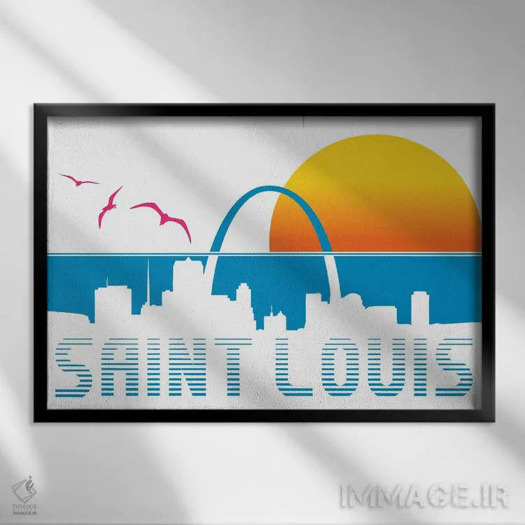 تابلو غروب سنت لوئیس اثر پرینتهای بنتون پارک (استودیو/گالری هنری) - نمای قابدار مشکی