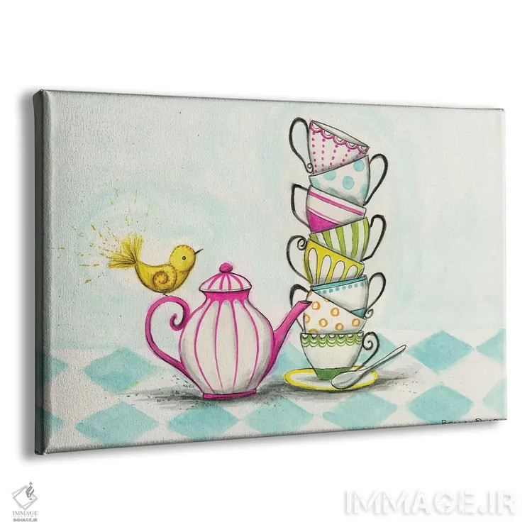 تابلو پرندهٔ مهمانی چای اثر بلا پیلار - نمای پرسپکتیو محصول