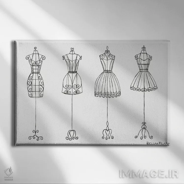 تابلو مانکنهای لباس آرایشگاه اثر بلا پیلار - نمای روبهرو روی دیوار
