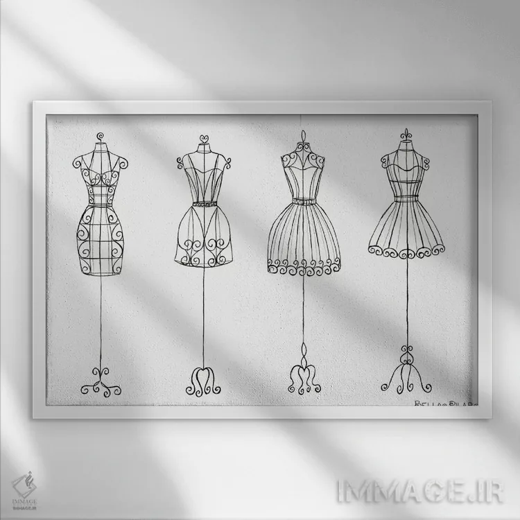 تابلو مانکنهای لباس آرایشگاه اثر بلا پیلار - نمای قابدار سفید