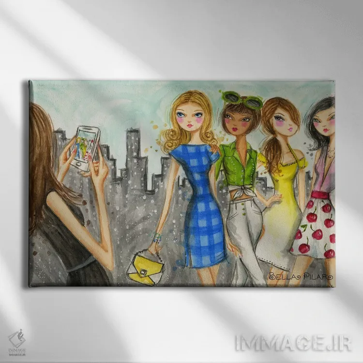تابلو سفر دخترانه به نیویورک اثر بلا پیلار - نمای روبهرو روی دیوار