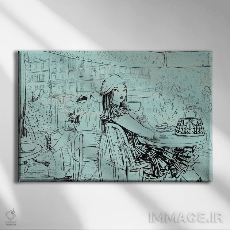 تابلو کلاه برِه ژوزفین به رنگ نعناعی اثر بلا پیلار - نمای روبهرو روی دیوار