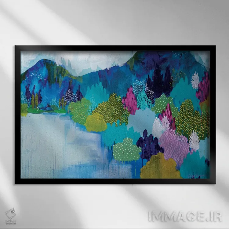 تابلو دریاچهٔ کومو (ایتالیا) اثر کلر برمنر - نمای قابدار مشکی