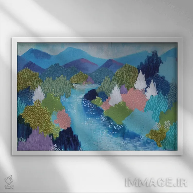 تابلو تپههای تابستانی اثر کلر برمنر - نمای قابدار سفید