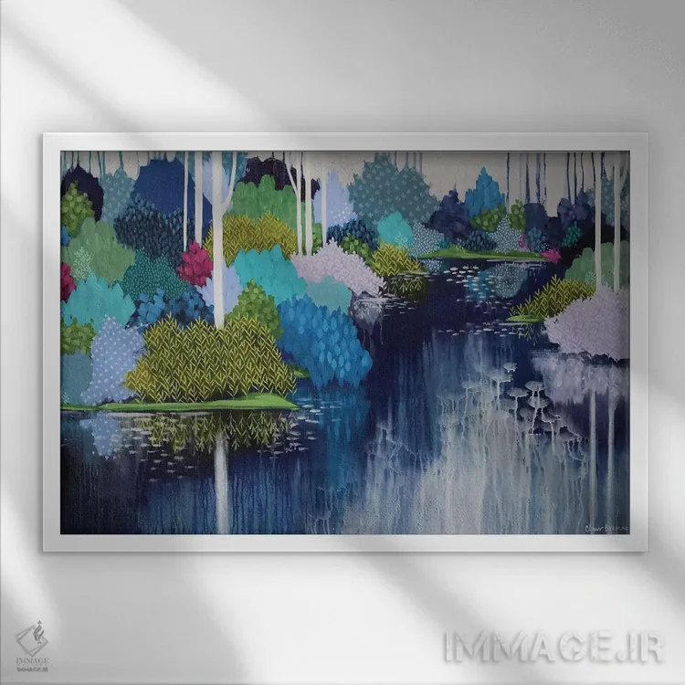 تابلو درختان اوکالیپتوس سفید (گوستگام) اثر کلر برمنر - نمای قابدار سفید