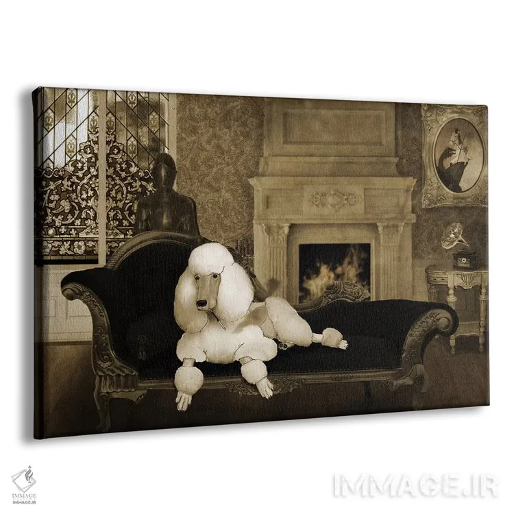 تابلو پودل کلاسیک سیگاری اثر باروف - نمای پرسپکتیو محصول