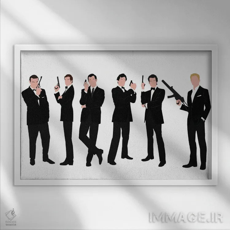 تابلو جیمز باند (فیلم) اثر بوریلیانا - نمای قابدار سفید