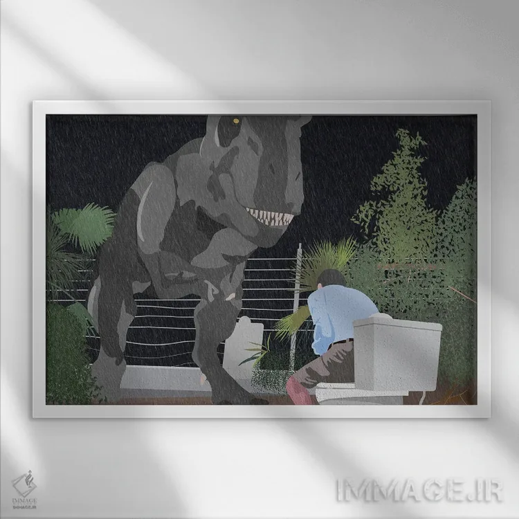 تابلو پارک ژوراسیک (فیلم) اثر بوریلیانا - نمای قابدار سفید