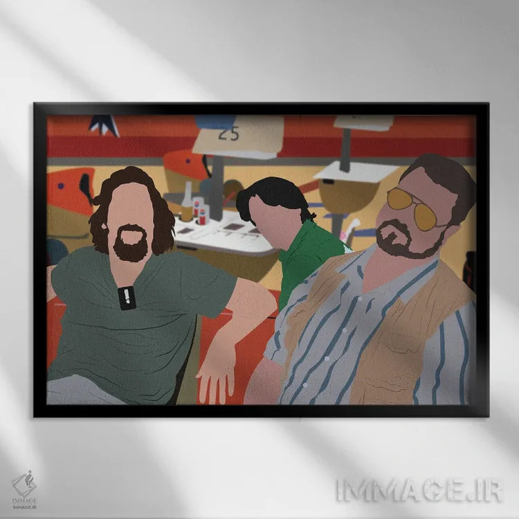 تابلو بیگ لبوسکی، دود، والتر و دانی (فیلم) اثر بوریلیانا - نمای قابدار مشکی