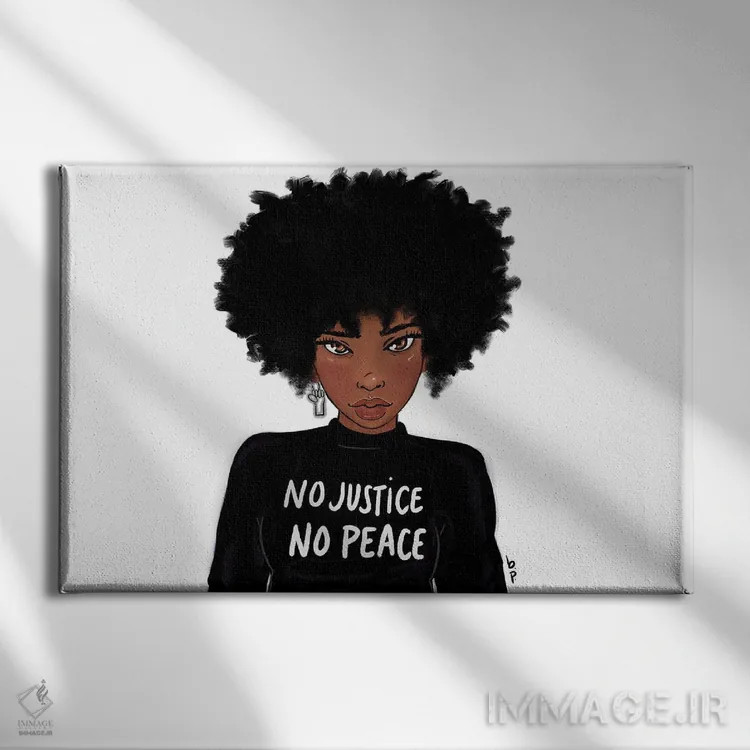 تابلو بدون عدالت، بدون آرامش اثر بری پیپنز - نمای روبهرو روی دیوار