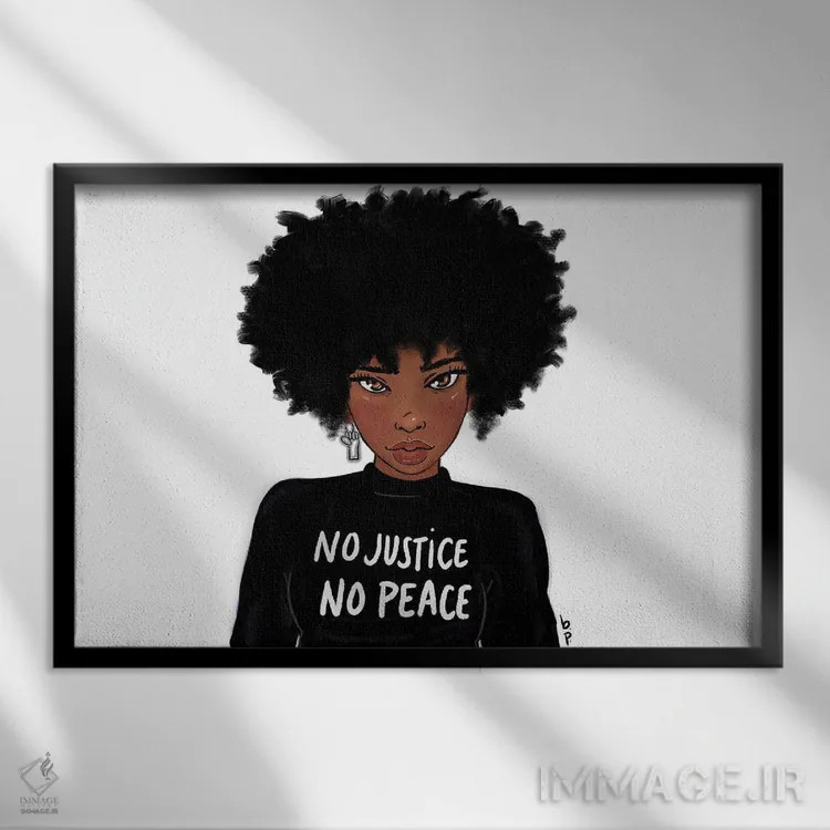 تابلو بدون عدالت، بدون آرامش اثر بری پیپنز - نمای قابدار مشکی