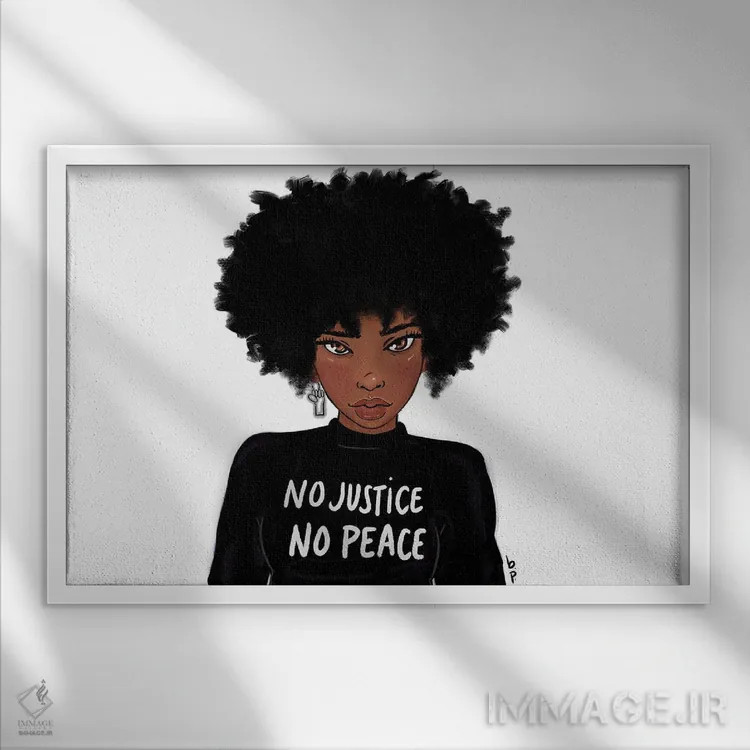 تابلو بدون عدالت، بدون آرامش اثر بری پیپنز - نمای قابدار سفید