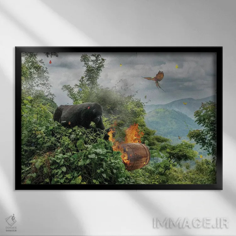 تابلو دانکی کونگ (بازی و شخصیت معروف) اثر جیسون بروک - نمای قابدار مشکی