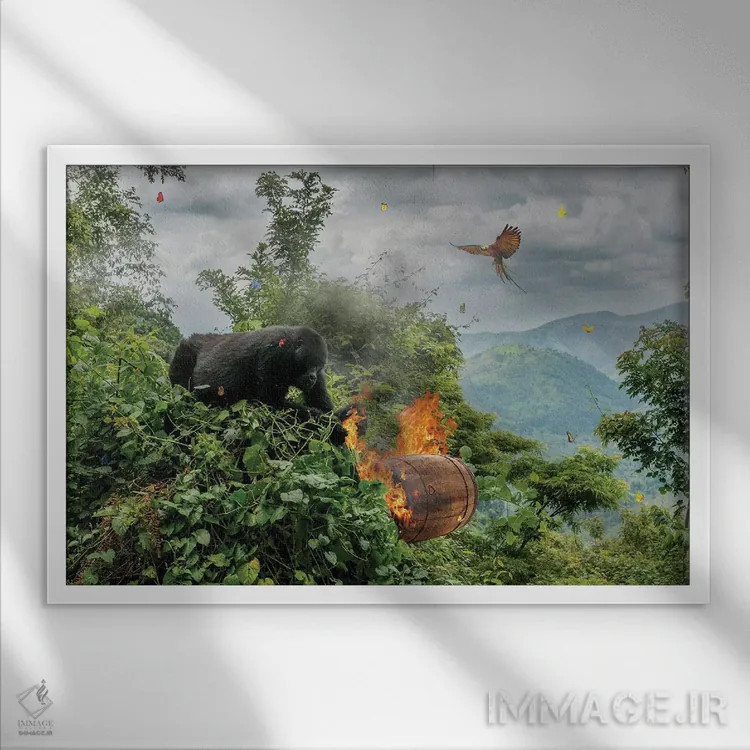 تابلو دانکی کونگ (بازی و شخصیت معروف) اثر جیسون بروک - نمای قابدار سفید