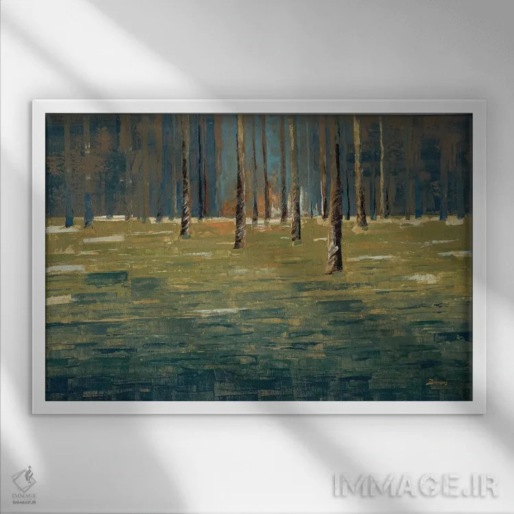 تابلو شفق جنگل اثر جان باروز - نمای قابدار سفید