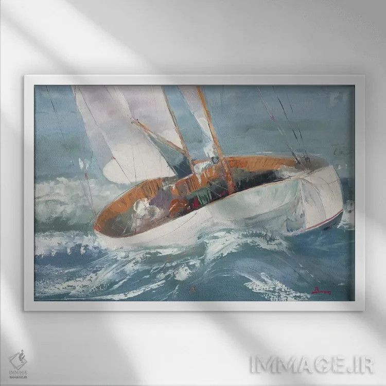 تابلو رهسپار دریا اثر جان باروز - نمای قابدار سفید