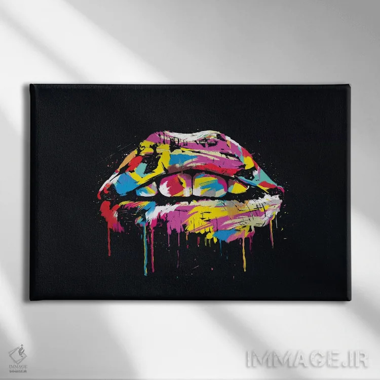 تابلو لبهای رنگارنگ اثر بالازس شولتی - نمای روبهرو روی دیوار