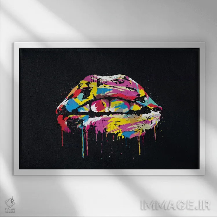 تابلو لبهای رنگارنگ اثر بالازس شولتی - نمای قابدار سفید