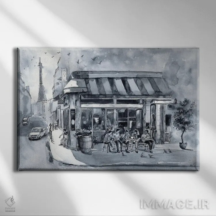 تابلو کافه پاریس اثر بوگدان شیپتنکو - نمای روبهرو روی دیوار
