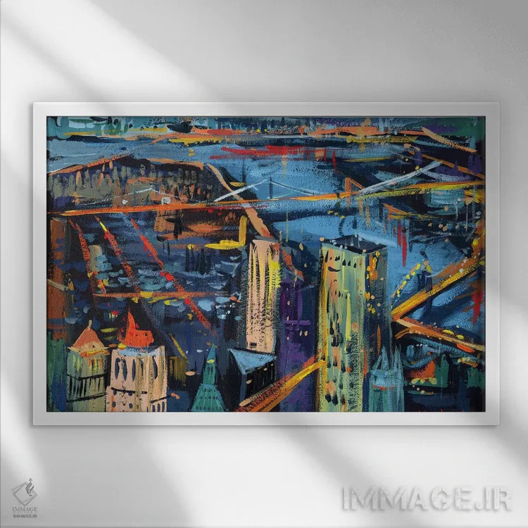 تابلو شب نیویورک اثر بوگدان شیپتنکو - نمای قابدار سفید