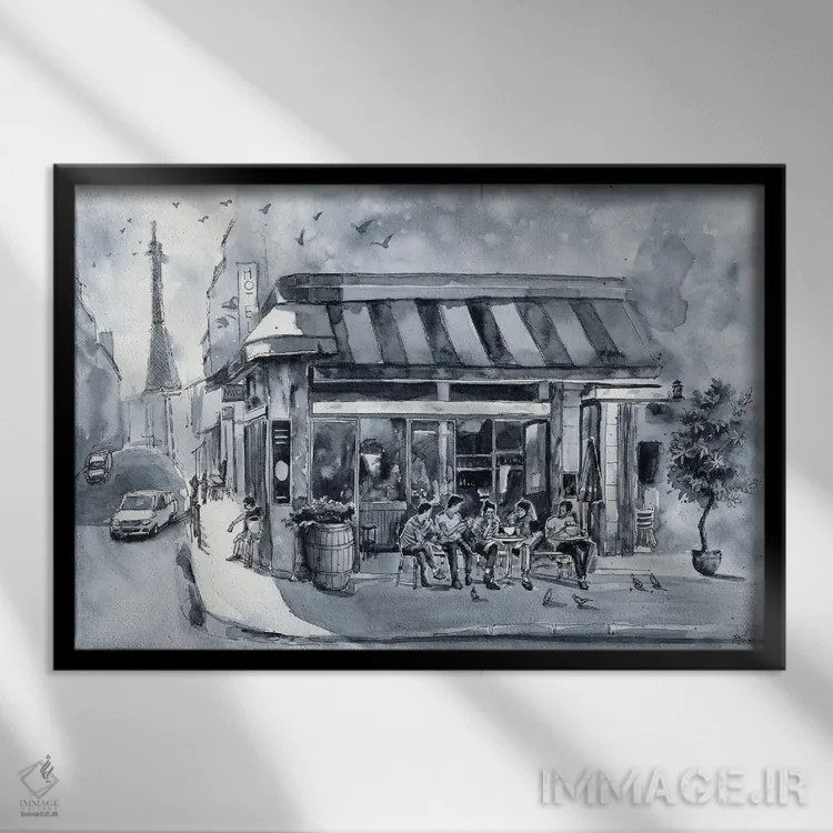 تابلو کافه پاریس اثر بوگدان شیپتنکو - نمای قابدار مشکی