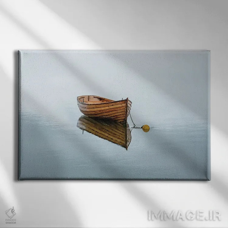 تابلو قایق چوبی در لنگرگاه نماد سادگی است. وستپورت، شهرستان مایو، ایرلند اثر بتی سدرکوئیست - نمای روبهرو روی دیوار
