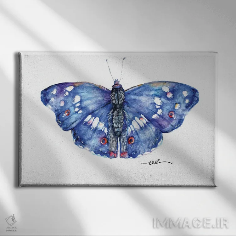 تابلو پروانه امپراتور بنفش اثر بیبزآرتس - نمای روبهرو روی دیوار