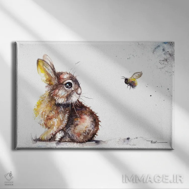 تابلو خرگوش و زنبور اثر بیبزآرتس - نمای روبهرو روی دیوار