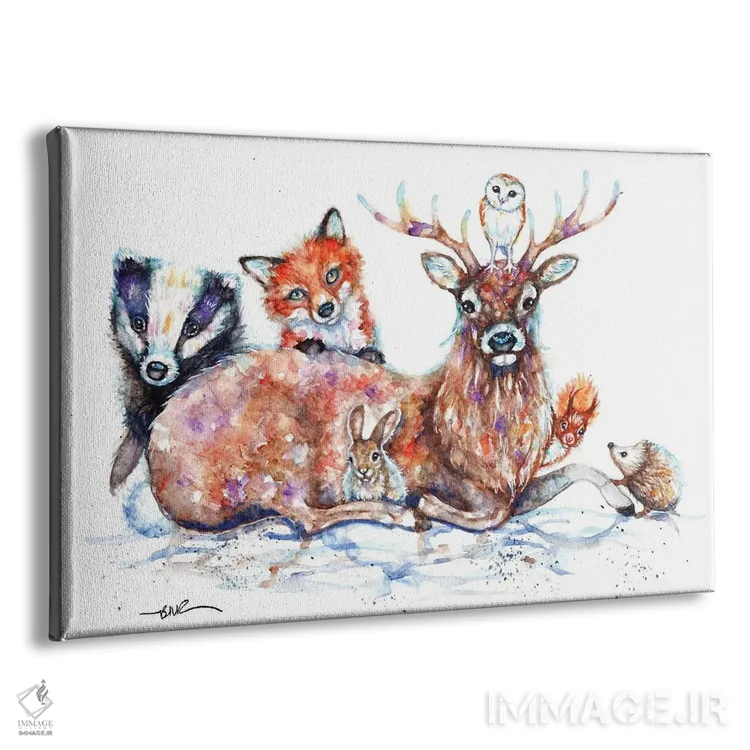 تابلو دوستان جنگلی اثر بیبزآرتس - نمای پرسپکتیو محصول