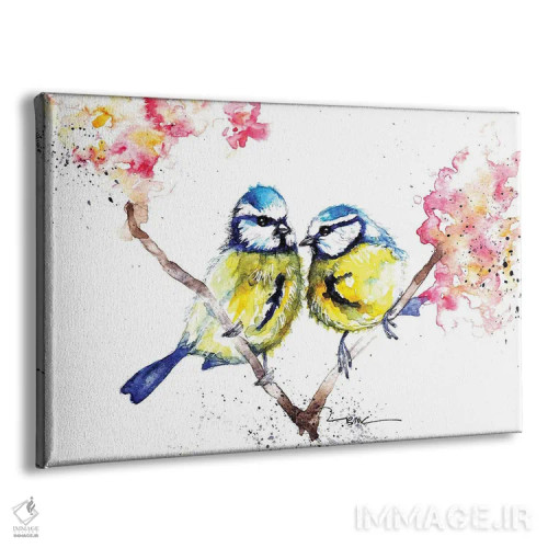 تابلو بلو تیتها و شکوفهها اثر بیبزآرتس - نمای پرسپکتیو محصول