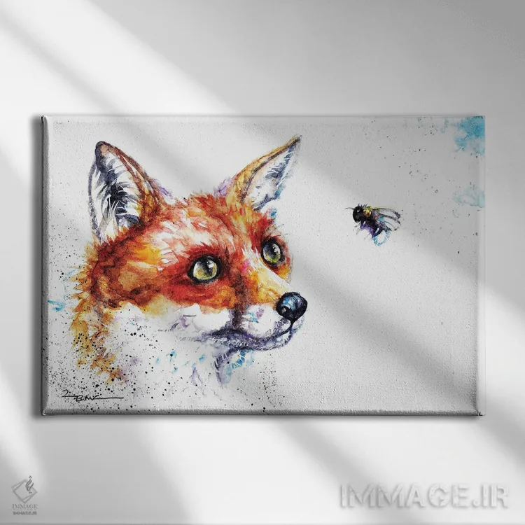 تابلو روباه و زنبور اثر بیبزآرتس - نمای روبهرو روی دیوار