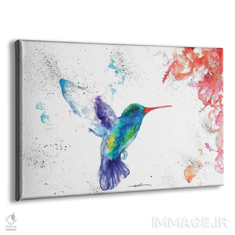 تابلو مرغ مگس و شکوفه ۱ اثر بیبزآرتس - نمای پرسپکتیو محصول