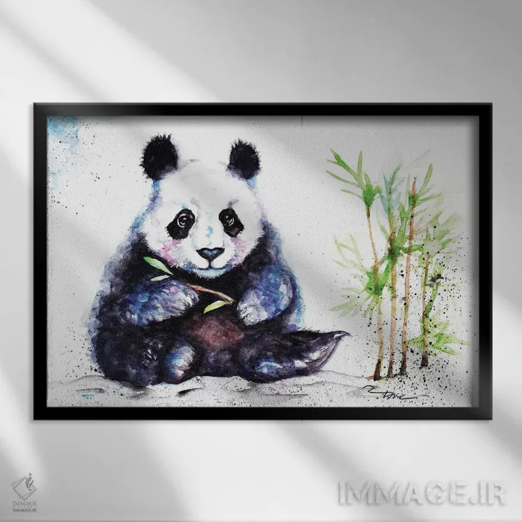 تابلو پاندای کوچک اثر بیبزآرتس - نمای قابدار مشکی