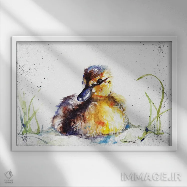 تابلو جوجه اردک کوچک اثر بیبزآرتس - نمای قابدار سفید
