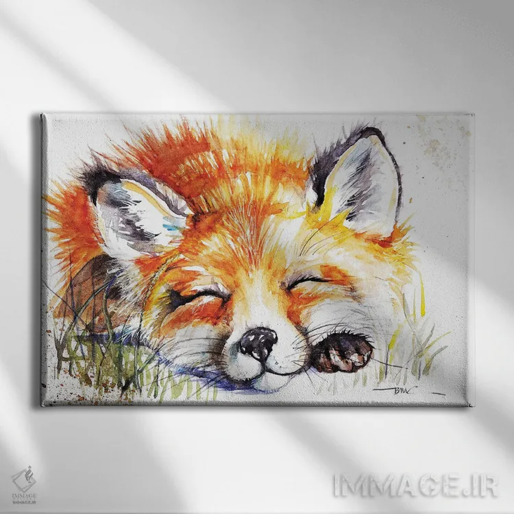 تابلو روباه خوابیده اثر بیبزآرتس - نمای روبهرو روی دیوار
