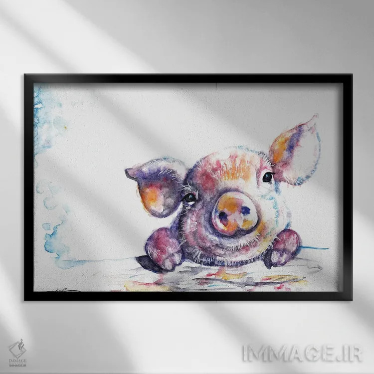 تابلو این خوک کوچولو اثر بیبزآرتس - نمای قابدار مشکی