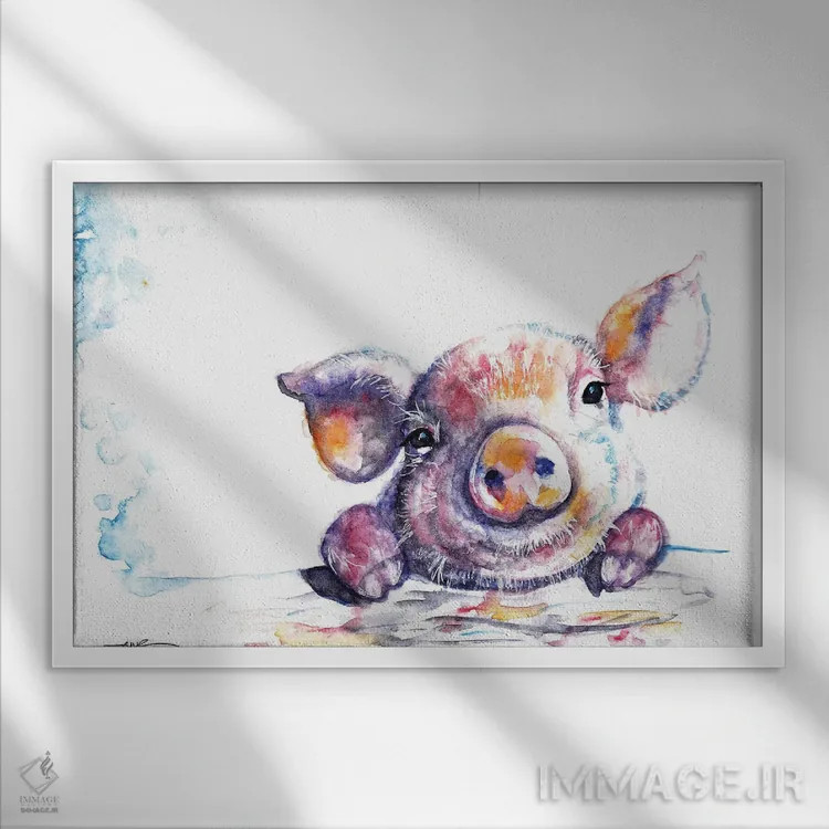تابلو این خوک کوچولو اثر بیبزآرتس - نمای قابدار سفید