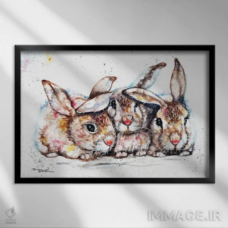 تابلو همه گوشیم! اثر بیبزآرتس - نمای قابدار مشکی