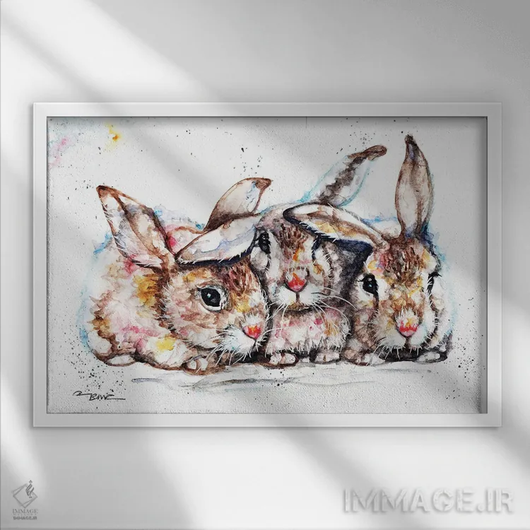 تابلو همه گوشیم! اثر بیبزآرتس - نمای قابدار سفید